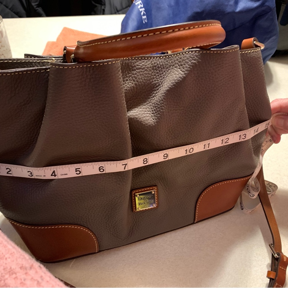 Dooney & Bourke Gray and Brown Leather Satchel - Picture 13 of 15